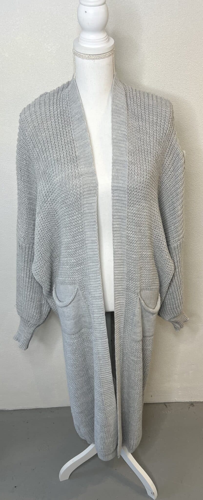 Cardigan grey med lommer